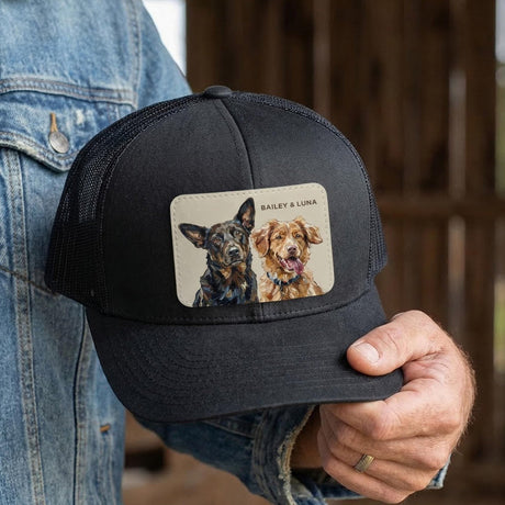 Custom Pet Oil Painting Leather Patch Hat - Collect Warm Hearts
