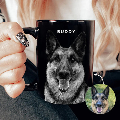 Custom Pet Portrait Black Mug - Collect Warm Hearts