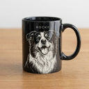 Custom Pet Portrait Black Mug: Personalized Dog/Cat Coffee Cup - Collect Warm Hearts