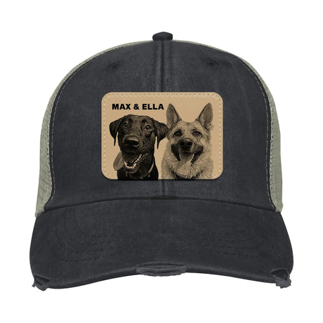 Custom Pet Portrait Distressed Ollie Trucker Hat - Collect Warm Hearts