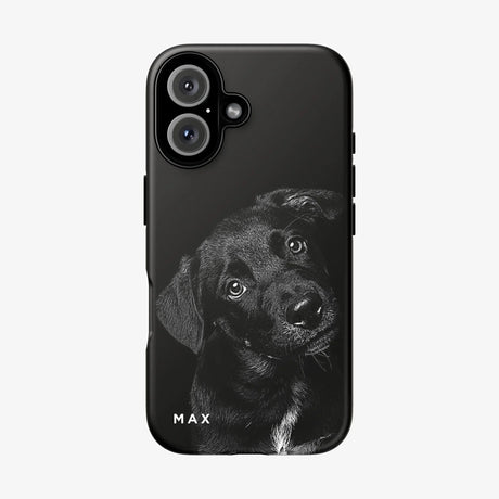 Custom Pet Portrait Photo Black Tough Phone Case - Collect Warm Hearts