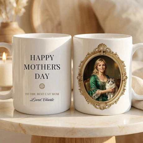 Custom Royal Mother & Pet Portrait Mug - Personalized Mother's Day Gift - Collect Warm Hearts