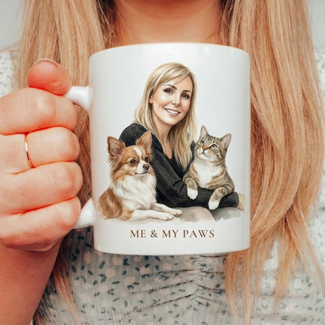 Custom Watercolor Owner & Pet Portrait Mug - Collect Warm Hearts