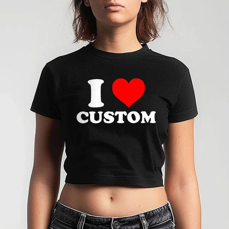 I Love Custom Y2K Crop Baby Tee - Collect Warm Hearts