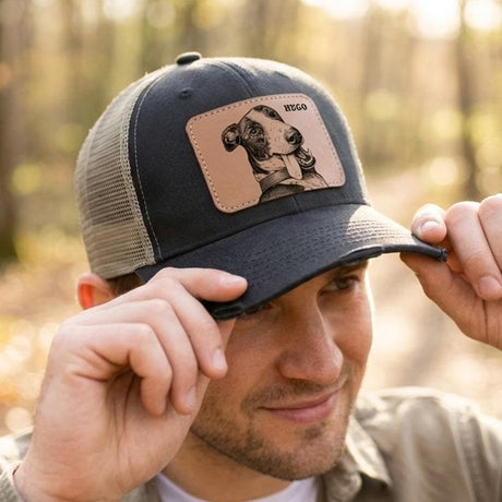 Unique Dog Dad Gift, Custom Pet Portrait Leather Patch Hat - Collect Warm Hearts